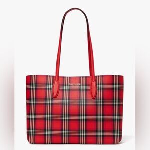 kate spade Red Plaid Tote with Matching Pouch